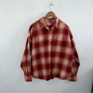 Levi's Red and Cream Plaid Blouse